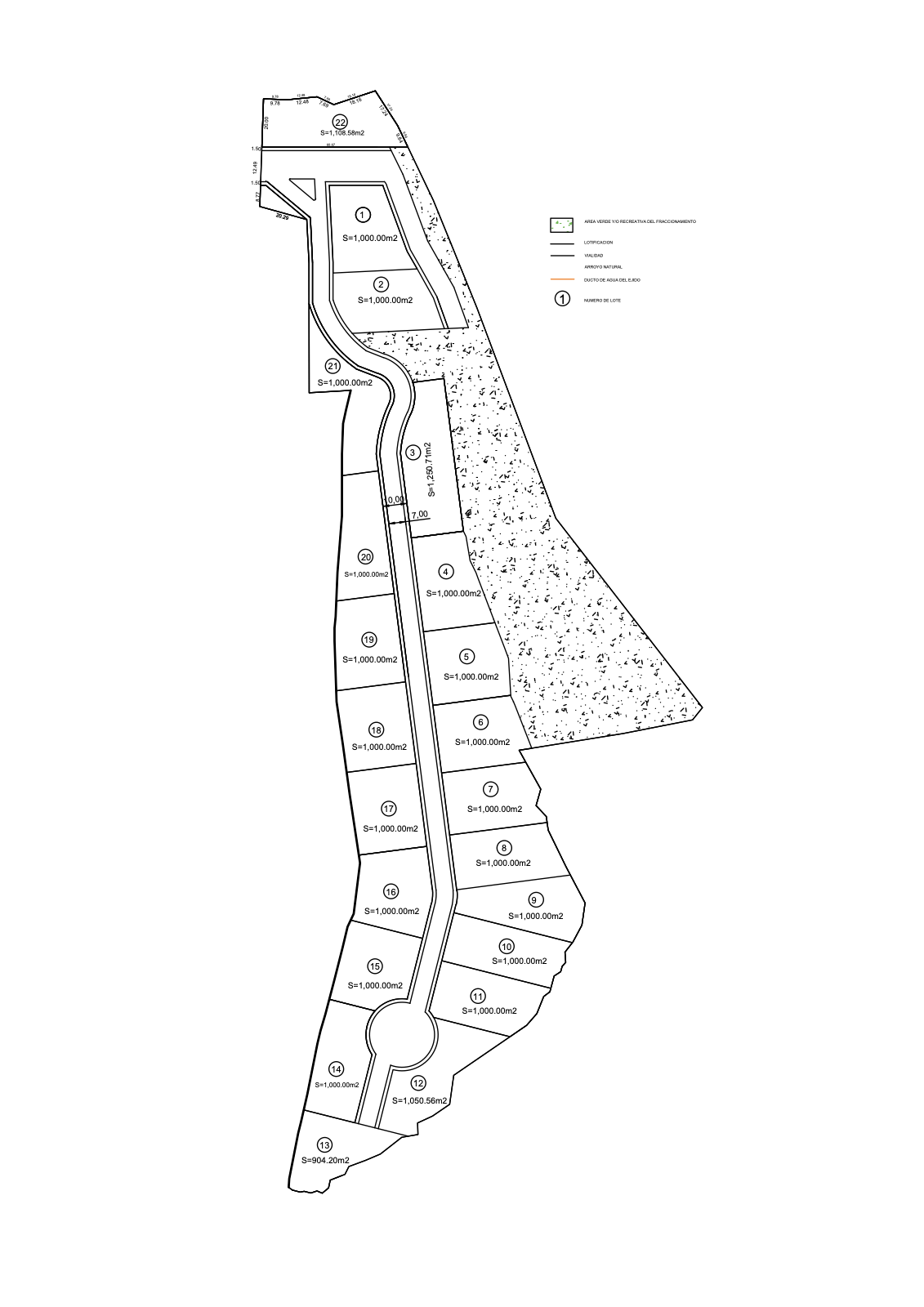 Plano de lotificación de Campestre La Térbola
